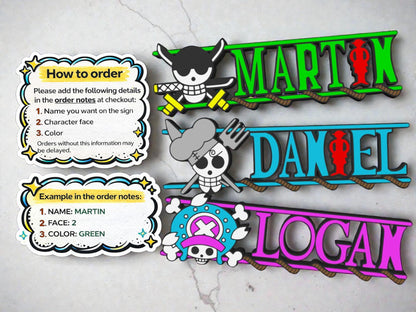 One Piece Inspired Custom Name Sign | Anime 3D Decor